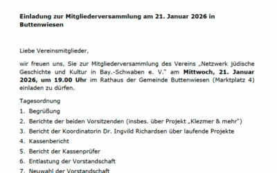 Einladung zur Mitgliederversammlung am 21. Januar 2026 in Buttenwiesen